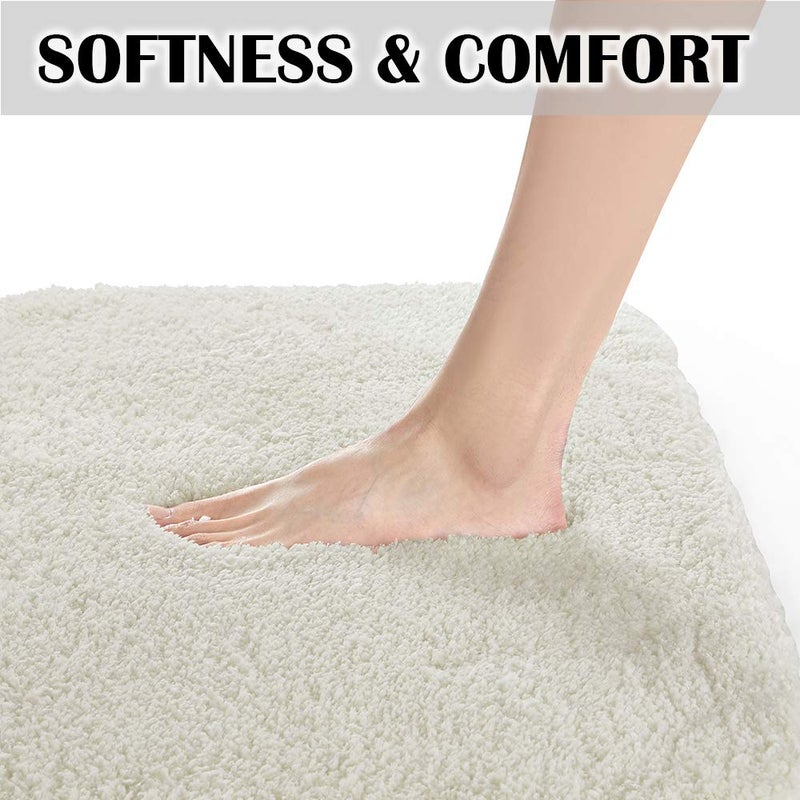 Suchtale Non Slip Bath Mat - Soft Microfiber Shaggy Bath Mat for Bathroom, Machine Washable, Thick Plush, Water Absorbent (16 x 24 Ivory) - Image 4
